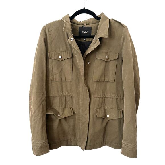 MAJE‎ Utility Light Jacket Army Green Sz 2 (US Medium) - Picture 2 of 6